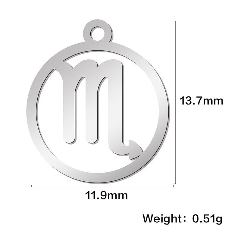 Teamer 12pcs Zodiac Floating Charms Stainless Steel Gemini Aries Libra Taurus Twelve Constellation Pendant  for Jewelry Making