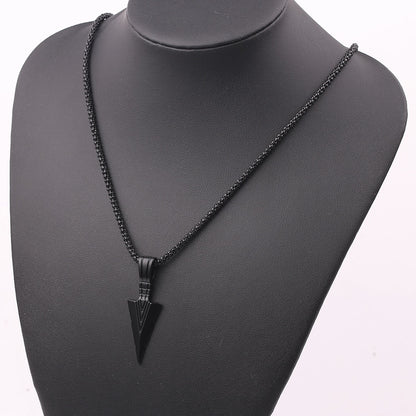 Men&#39;s  Design Metal Black Long Necklace  Arrow Pendant Jewelry Chain Hip Hop Punk Rock Necklace Jewelry Gift For Couple