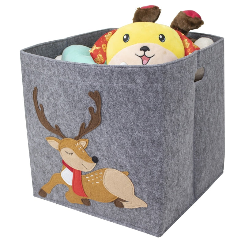 2022 New Cube Folding Thickened Felt Fabric Storage Box For Cartoon Toys Organizer Home Laundry Basket Clothes Storage Basket