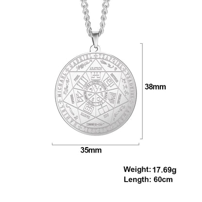 Dawapara 7 Archangels Sigil Charm Necklaces Pentacle Magic Mascot Amulet Lucky Protection Supernatural Talisman Necklace