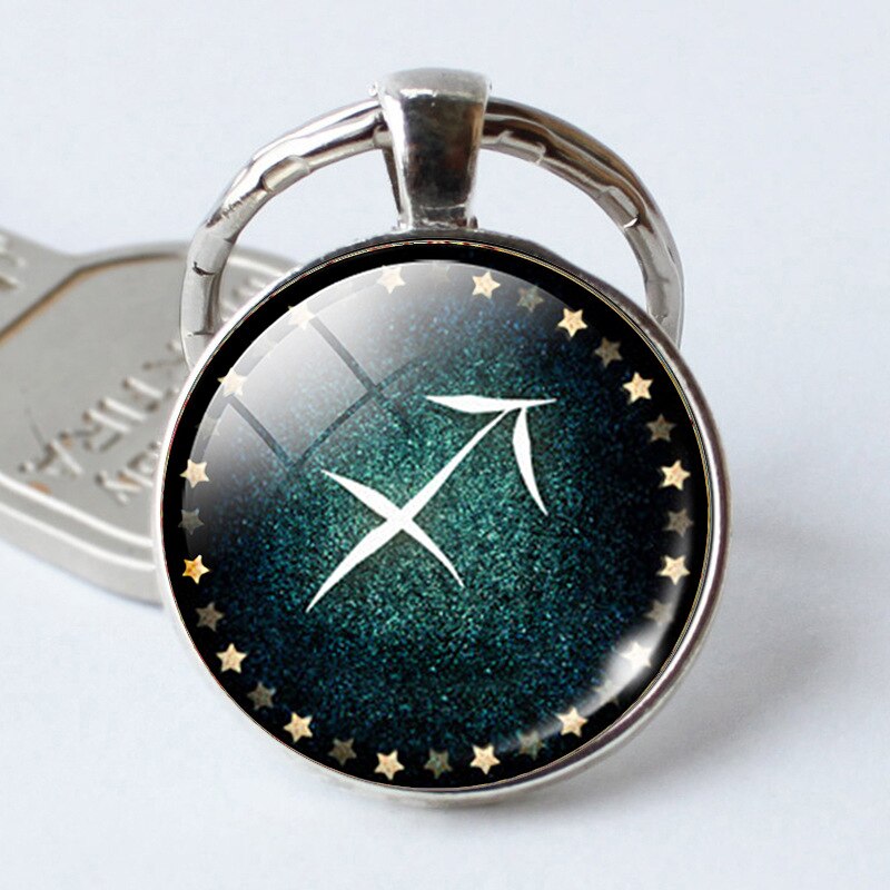 12 Constellation Jewelry Key Chains Zodiac Signs Keychain Key Rings Bag Car Round portachiavi sleutelhanger Pendant Man Woman