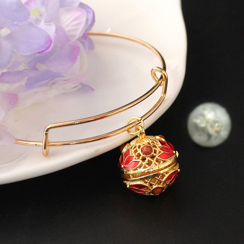 1PC Hollow Cage Cloisonne Locket with Lamp Balloon Bangles Lamp Balloon Locket Bracelets Fashion Jewelry