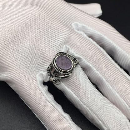 HuiSept Vintage 925 Silver Ring Amethyst Gemstone Flower Shaped Fashion Jewelery Rings for Female Wedding Party Gift Wholesale