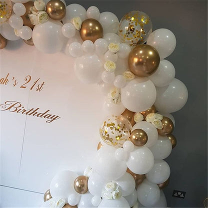 98pcs White Balloons Garland Arch Kit Confetti Metallic Gold Pastel Latex Balloon Baby Shower Birthday Graduation Party Decor