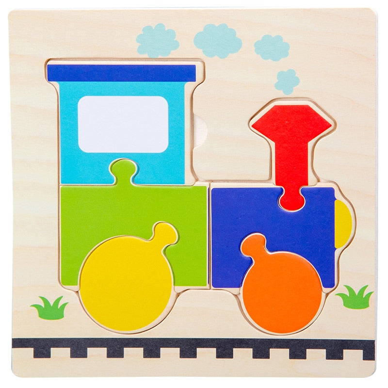 Baby Wooden Toys 3D Puzzle Cartoon Animal Intelligence  Jigsaw Puzzle Shape Matching Montessori Toys For Children Gifts