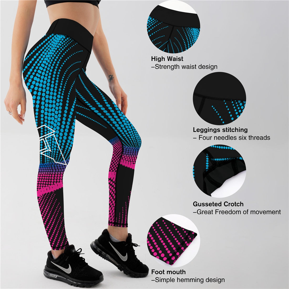 Qickitout 12%spandex Sexy High Waist Elasticity Women Digital Printed Leggings Push Up Strength Pants