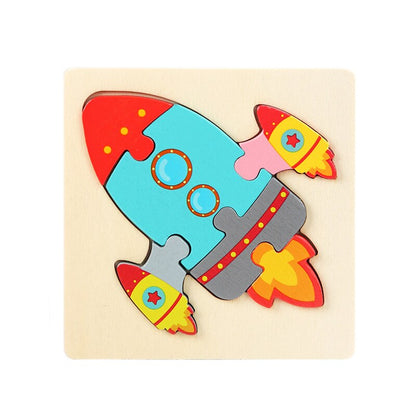 New Cartoon 3D Puzzle Wooden Toys for Kids Gift Animal Traffic Preschool Montessori Educational Toys for Children Boys Girls