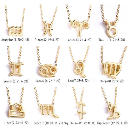 12 Zodiac Horoscope Female Star Sign Constellation Pendant Gold Chain Leo Choker Necklaces for Women Jewelry Collier