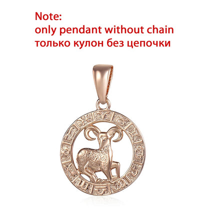 12 Zodiac Sign Constellations Pendants Necklaces For Women Men 585 Rose Gold Color Male Jewelry Fashion Birthday Gifts GPM16