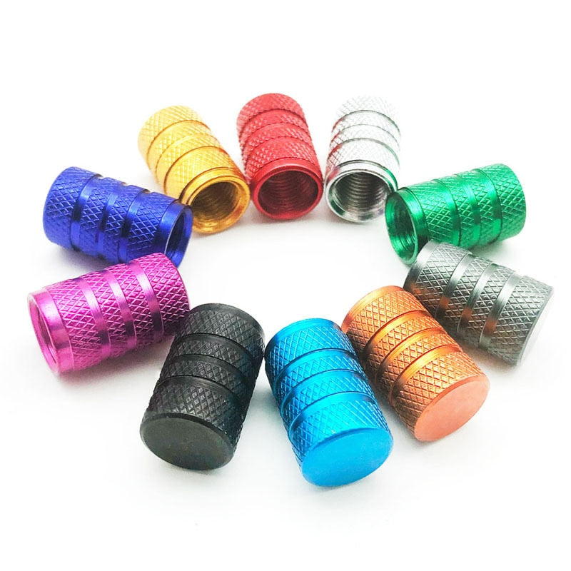 4PCS Car Tire Valve Stems Caps Knurling Style Tire Valve Cap Aluminum Tire Wheel Stem Air Valve Cap Dustproof Wheel Tire Cover