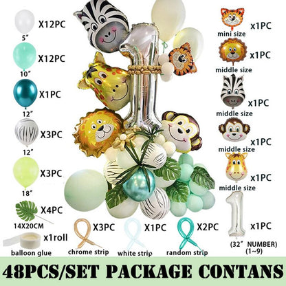 Wild One Birthday Party Decor Animal Tableware Set Balloon Arch Garland Safari Jungle Decoration Baby Shower 1st Birthday Boy