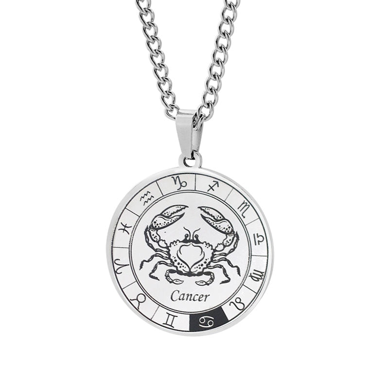 VNISTAR 316 Stainless Steel Zodiac Pendant Necklace Wholesale Men Women Horocope Jewelry Dropshipping Never Fade Constellation