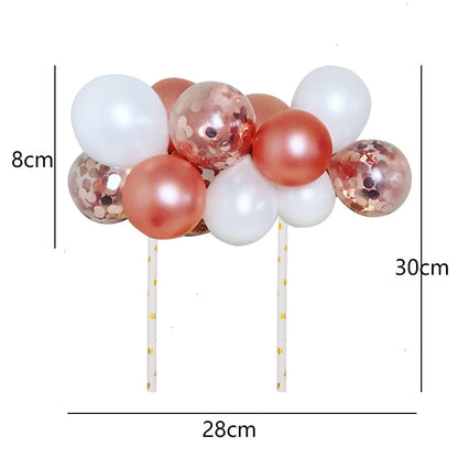 10pcs/Set 5 Inch Balloon Cake Topper Rose Gold Balloon Cake Toppers for Baby Shower Birthday Party Wedding Decorations