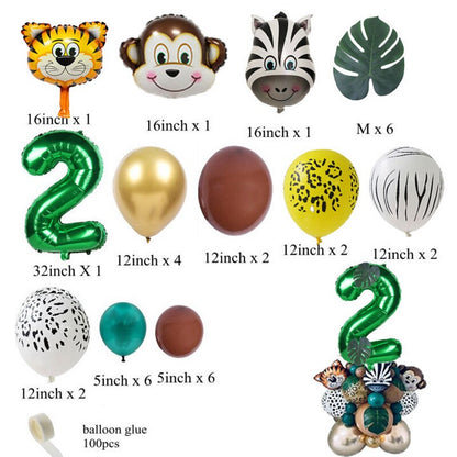 Wild One Birthday Party Decor Animal Tableware Set Balloon Arch Garland Safari Jungle Decoration Baby Shower 1st Birthday Boy