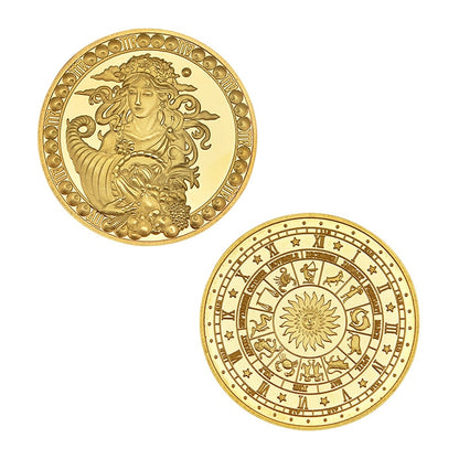 Creative Twelve Constellations Zodiac Coin Challenge Golden Plated Commemorative Coins Set Home Decor Crafts Art Collection Gift