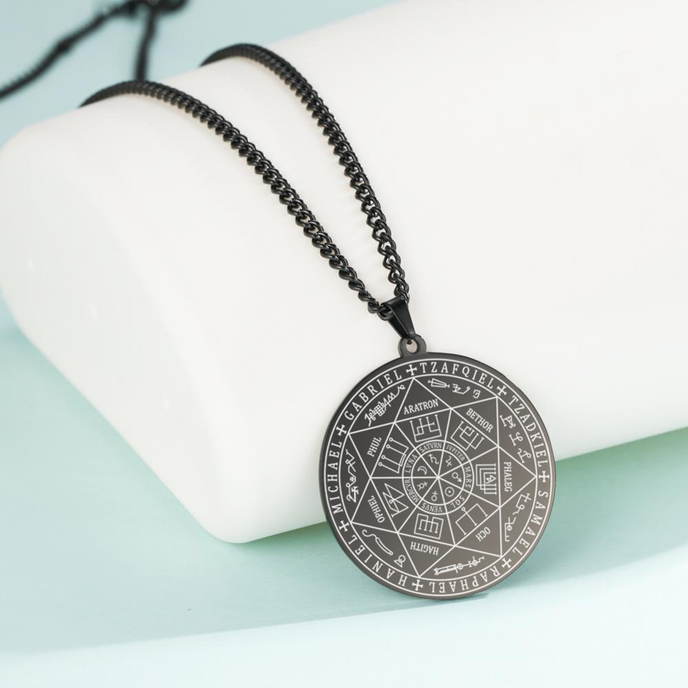 Dawapara 7 Archangels Sigil Charm Necklaces Pentacle Magic Mascot Amulet Lucky Protection Supernatural Talisman Necklace