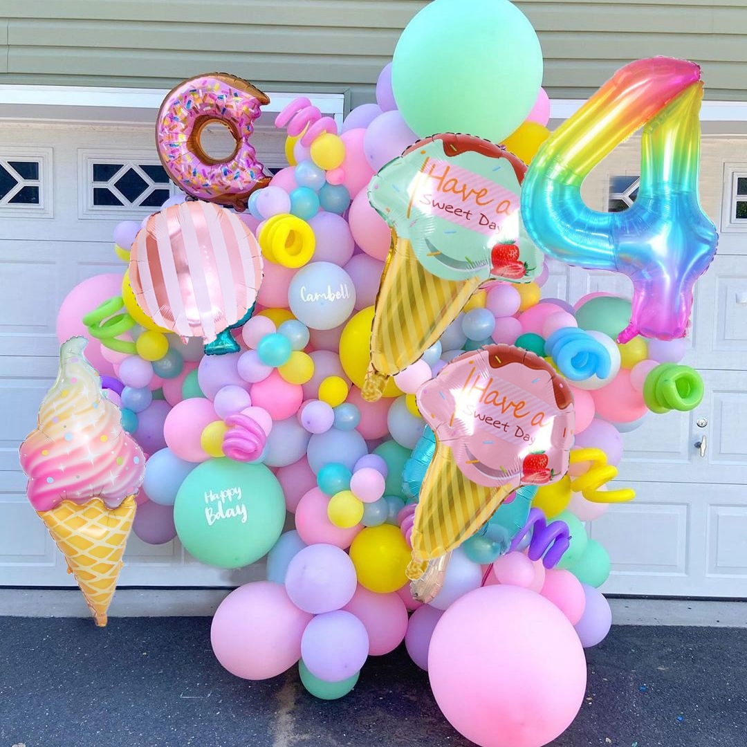 1set Ice Cream Donut Lip Popcorn Candy Foil Balloons Baby Shower Happy Birthday Party Decoration Balloon Boy Girl Kid Cute Toys