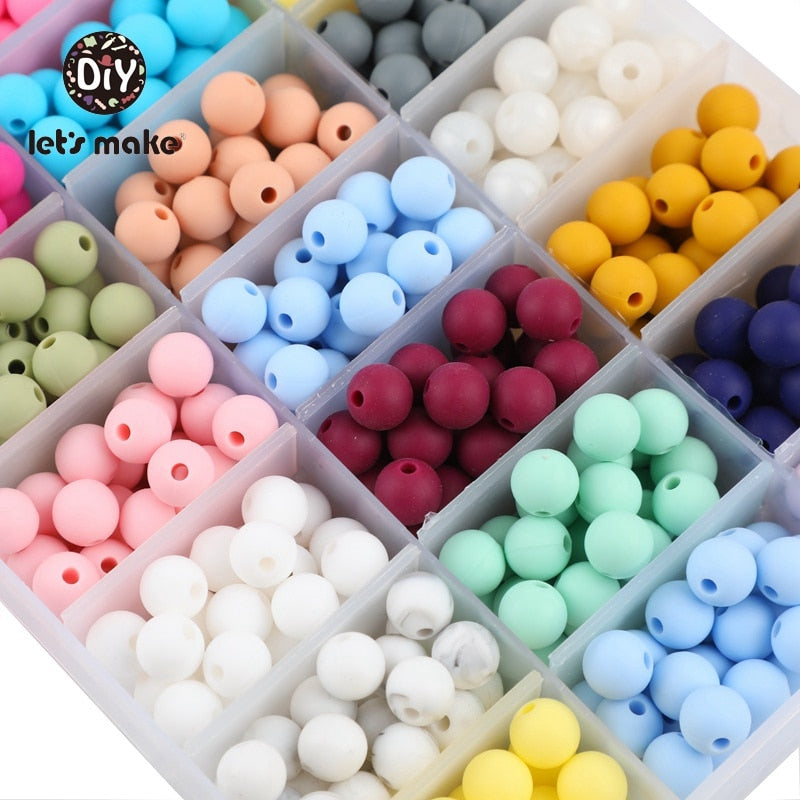 9mm 50pc Silicone Beads Round Baby Teether Eco-friendly BPA Free Baby Teething Pacifier Chain Bead silicone rodents Let&#39;s Make