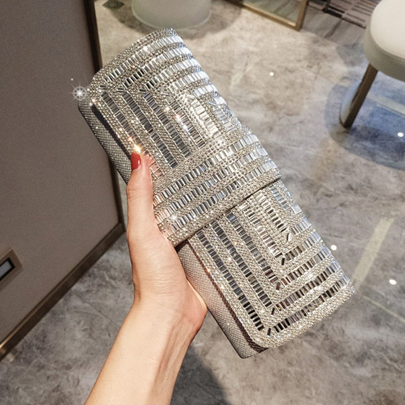 Black Clutch Purse and Handbag with Rhinestone Women&#39;s Party Evening Bag Luxury Wedding Clutch Female Shoulder Bag Bolso ZD1460