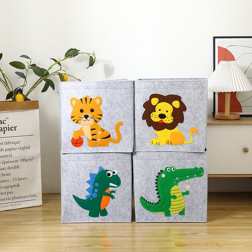 2022 New Cube Folding Thickened Felt Fabric Storage Box For Cartoon Toys Organizer Home Laundry Basket Clothes Storage Basket