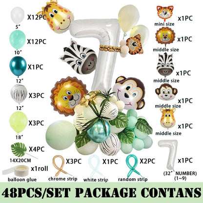 Wild One Birthday Party Decor Animal Tableware Set Balloon Arch Garland Safari Jungle Decoration Baby Shower 1st Birthday Boy