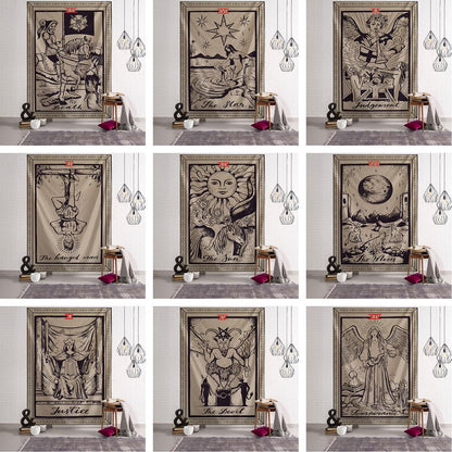 Myth Illustration Style Tarot Tapestry Creative Dark Witchcraft Room Headboard Arras Carpet Astrology Blanket Home Decoration