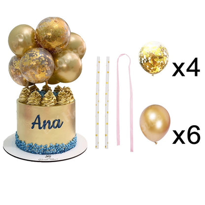 10pcs/Set 5 Inch Balloon Cake Topper Rose Gold Balloon Cake Toppers for Baby Shower Birthday Party Wedding Decorations