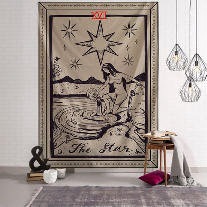 Myth Illustration Style Tarot Tapestry Creative Dark Witchcraft Room Headboard Arras Carpet Astrology Blanket Home Decoration