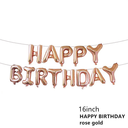 Happy Birthday balloon Letter Alphabe Rose Gold foil balloon wedding party birthday decoration adult kids helium party balloon