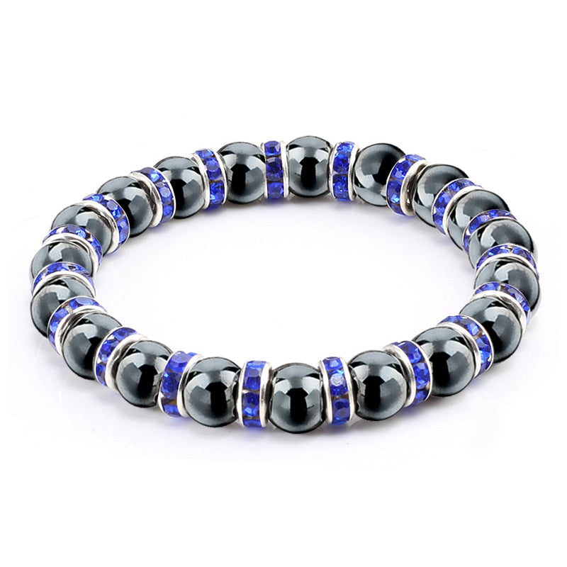 Natural Hematite Beads Bracelets Men No-Magnetic Health Protection Women Jewelry Charm Crystal Stone Stretch Bracelet &amp; Bangle