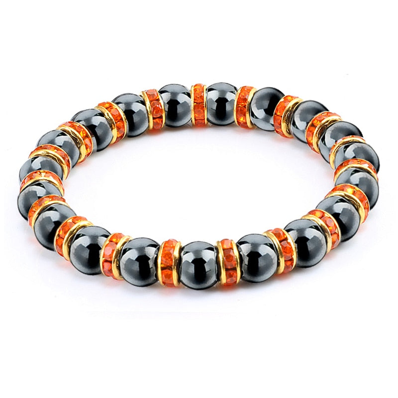 Natural Hematite Beads Bracelets Men No-Magnetic Health Protection Women Jewelry Charm Crystal Stone Stretch Bracelet &amp; Bangle