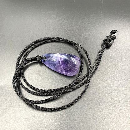 Drop shipping natural purple Fluorite quartz crystal pendant purple Healing Reiki rough gravel gemstone necklace