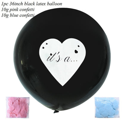 1pc 36inch Boy or Girl Balloon Black Latex Ballon with Confetti Gender Reveal Globos Baby Shower Gender Reveal Party Decoration