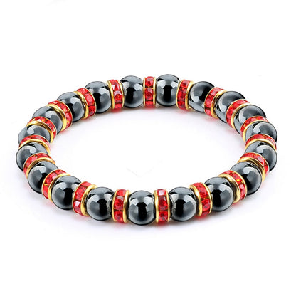 Natural Hematite Beads Bracelets Men No-Magnetic Health Protection Women Jewelry Charm Crystal Stone Stretch Bracelet &amp; Bangle