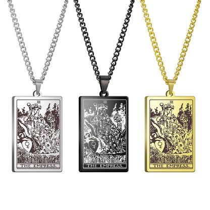 Dawapara Vintage Tarot Card Necklace The Major Arcana Pagan Astrology Talisman Pendants Necklace Stainless Steel Jewelry