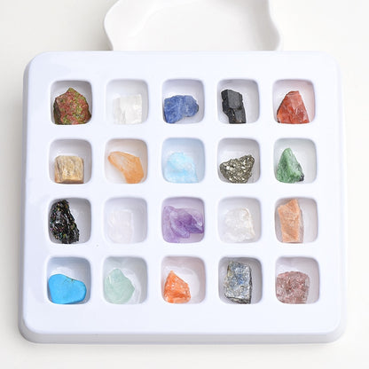 Natural Stone Fossil Box Raw Mineral Crystal Fluorite 20 Minerals Mixed Primitive Rock Samples For Home Education Decoration