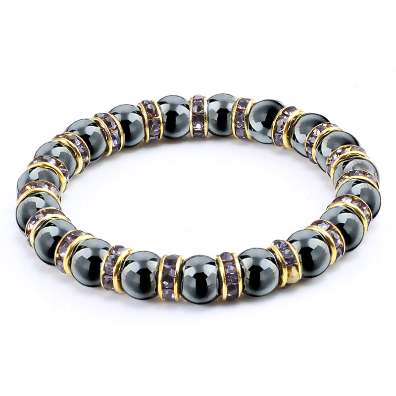 Natural Hematite Beads Bracelets Men No-Magnetic Health Protection Women Jewelry Charm Crystal Stone Stretch Bracelet &amp; Bangle