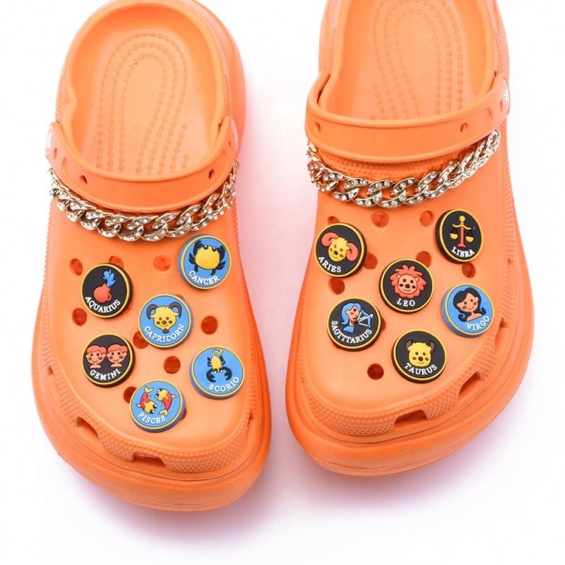 Shoes Accessories Designs Available PVC The Signs Of Zodiac Shoes Decoration Charms Clog Pvc Charm For Bracelets Kids