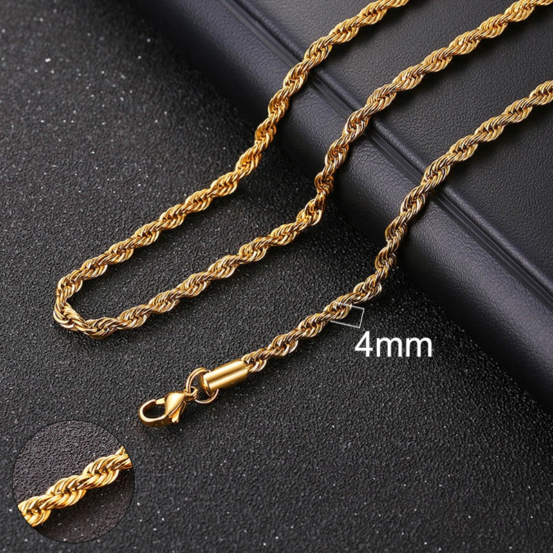 Vnox Cuban Chain Necklace for Men Women, Basic Punk Stainless Steel Curb Link Chain Chokers,Vintage Gold Tone Solid Metal Collar