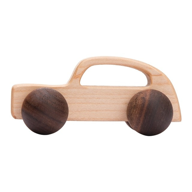 1pc Organic Beech Wooden Car For Babies BPA Free Montessori Toys Wooden Rattle Brain Game Toys Handmade Crafts Gift Child Block