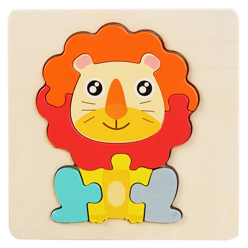 Cartoon Animals Montessori Puzzles For Kids Educational 3D Wooden Puzzle Toys Montessori Educational Toys For Children 2-5 Years