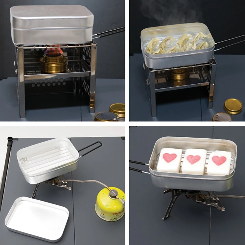 Aluminum Alloy Lunch Box Stainless Picnic Box Ourdoor Dinner Pail Travel Camping  food Containe Breafast Storage Dinnerware