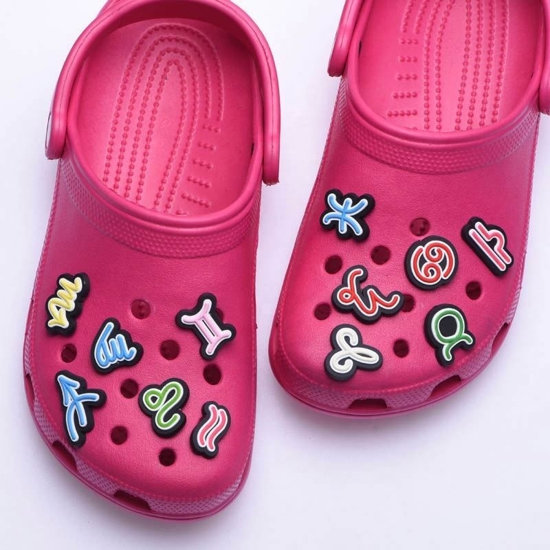 Shoes Accessories Designs Available PVC The Signs Of Zodiac Shoes Decoration Charms Clog Pvc Charm For Bracelets Kids