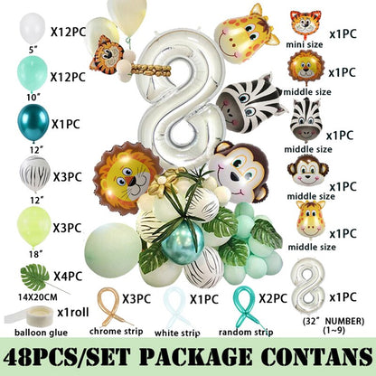 Wild One Birthday Party Decor Animal Tableware Set Balloon Arch Garland Safari Jungle Decoration Baby Shower 1st Birthday Boy