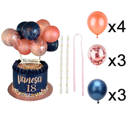 10pcs/Set 5 Inch Balloon Cake Topper Rose Gold Balloon Cake Toppers for Baby Shower Birthday Party Wedding Decorations