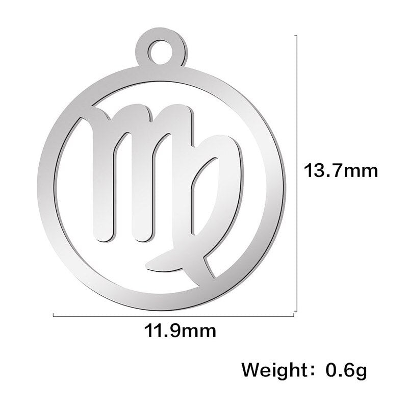 Teamer 12pcs Zodiac Floating Charms Stainless Steel Gemini Aries Libra Taurus Twelve Constellation Pendant  for Jewelry Making