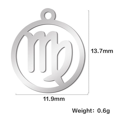 Teamer 12pcs Zodiac Floating Charms Stainless Steel Gemini Aries Libra Taurus Twelve Constellation Pendant for Jewelry Making