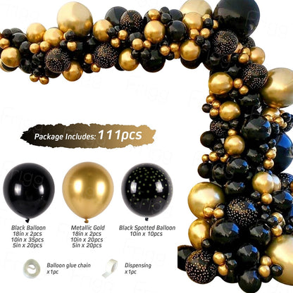 Black Gold Balloon Garland Arch Kit Confetti Latex Balloon Happy 30 40 50 Year Old Birthday Party Decoration 30th Anniversary