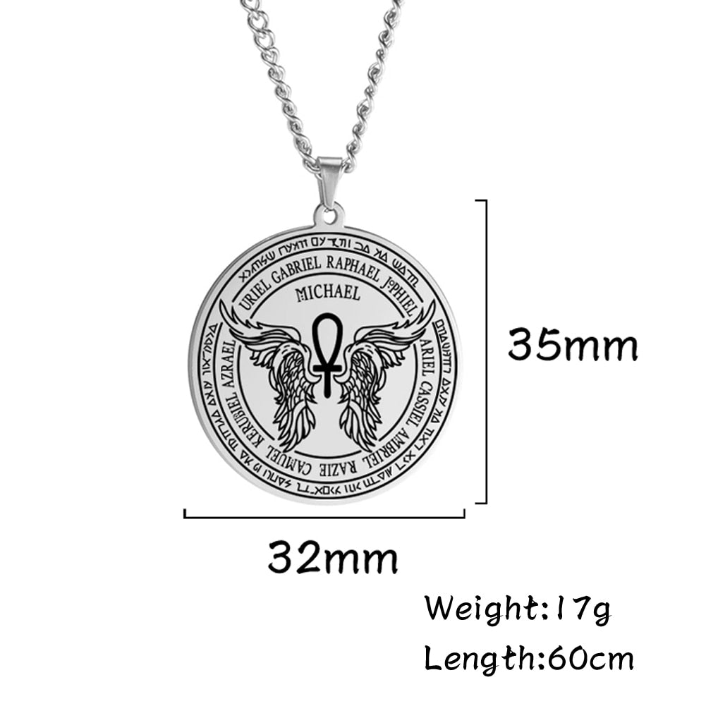 Dawapara 7 Archangels Sigil Charm Necklaces Pentacle Magic Mascot Amulet Lucky Protection Supernatural Talisman Necklace