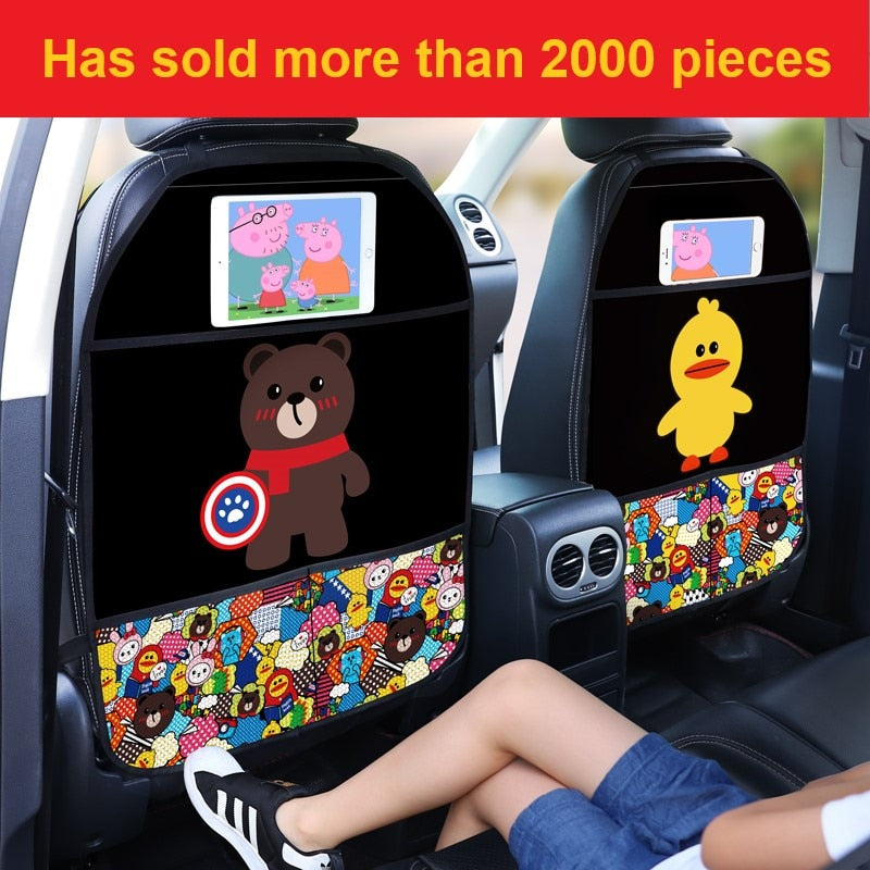 1PCS Car Seat Back Cover Protector for Kids Cartoon Car Anti Kick Mat with Bag Waterproof Car Seat Back Protector Anti Kick Pad